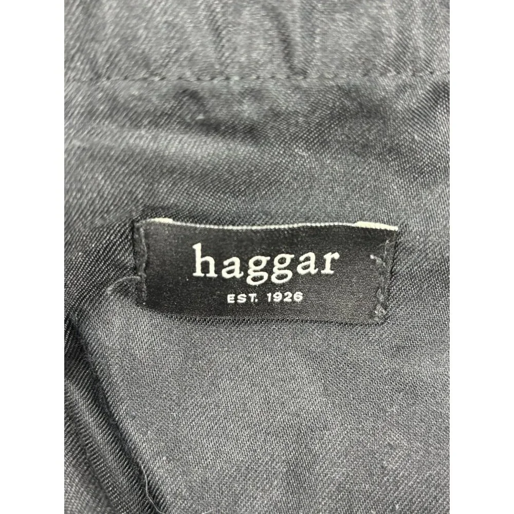 Haggar Mens Black Straight Fit Pants 31x30 100% Cotton Made In Bangladesh